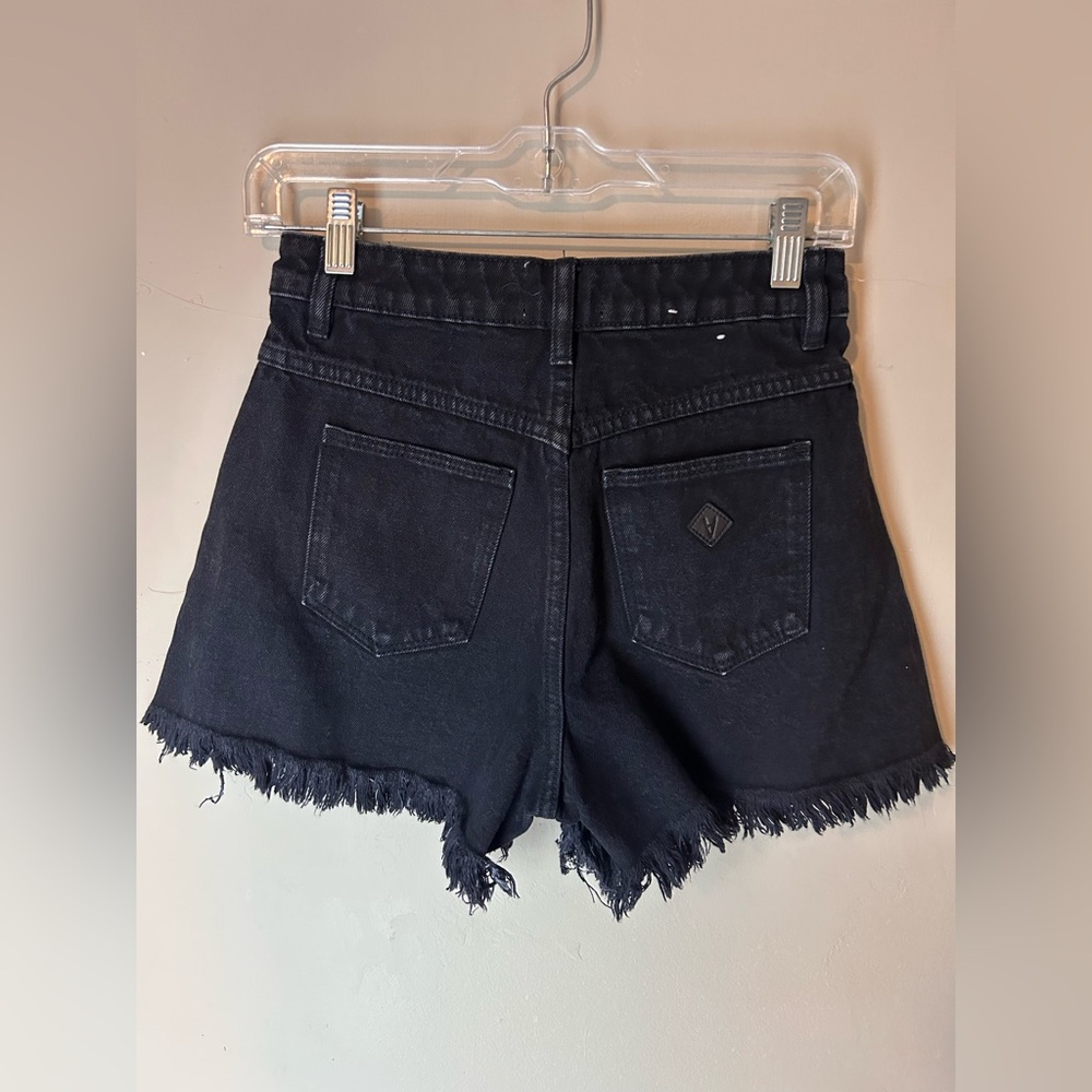 Abrand Venice Short High Rise Fringe Hem Black Wash Size 24 Grunge - Picture 10 of 14